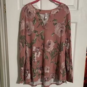 Floral V-Neck Sweater in Pink and Green